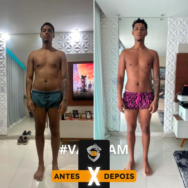 Transformação corporal de aluno acompanhado pela ValTeam Fitness