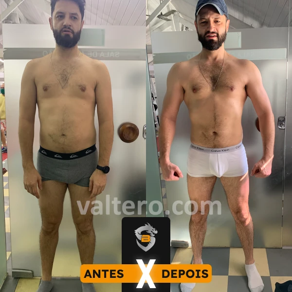 Evolução de shape de aluno da consultoria online de treino e dieta